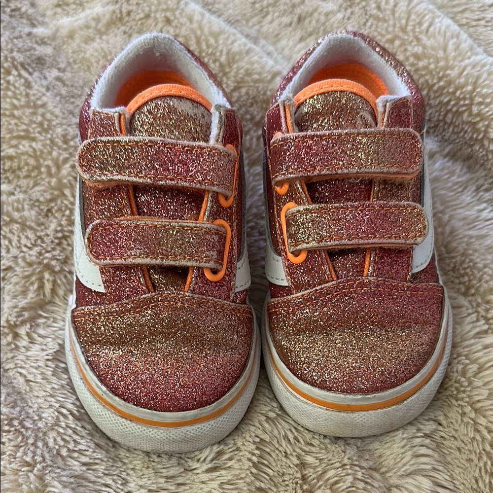 Vans Glitter Orange, Pink and Gold Old School Kids